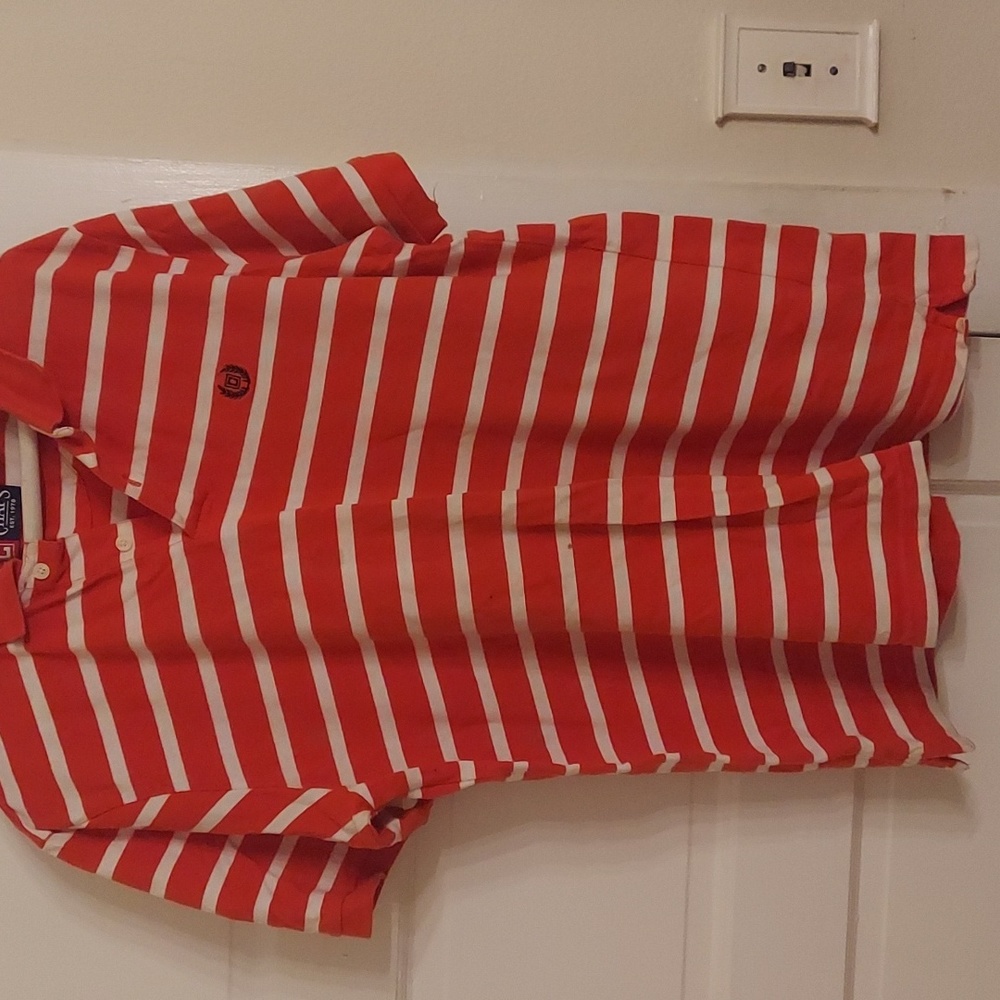 Chaps men polo large stripe orange and white